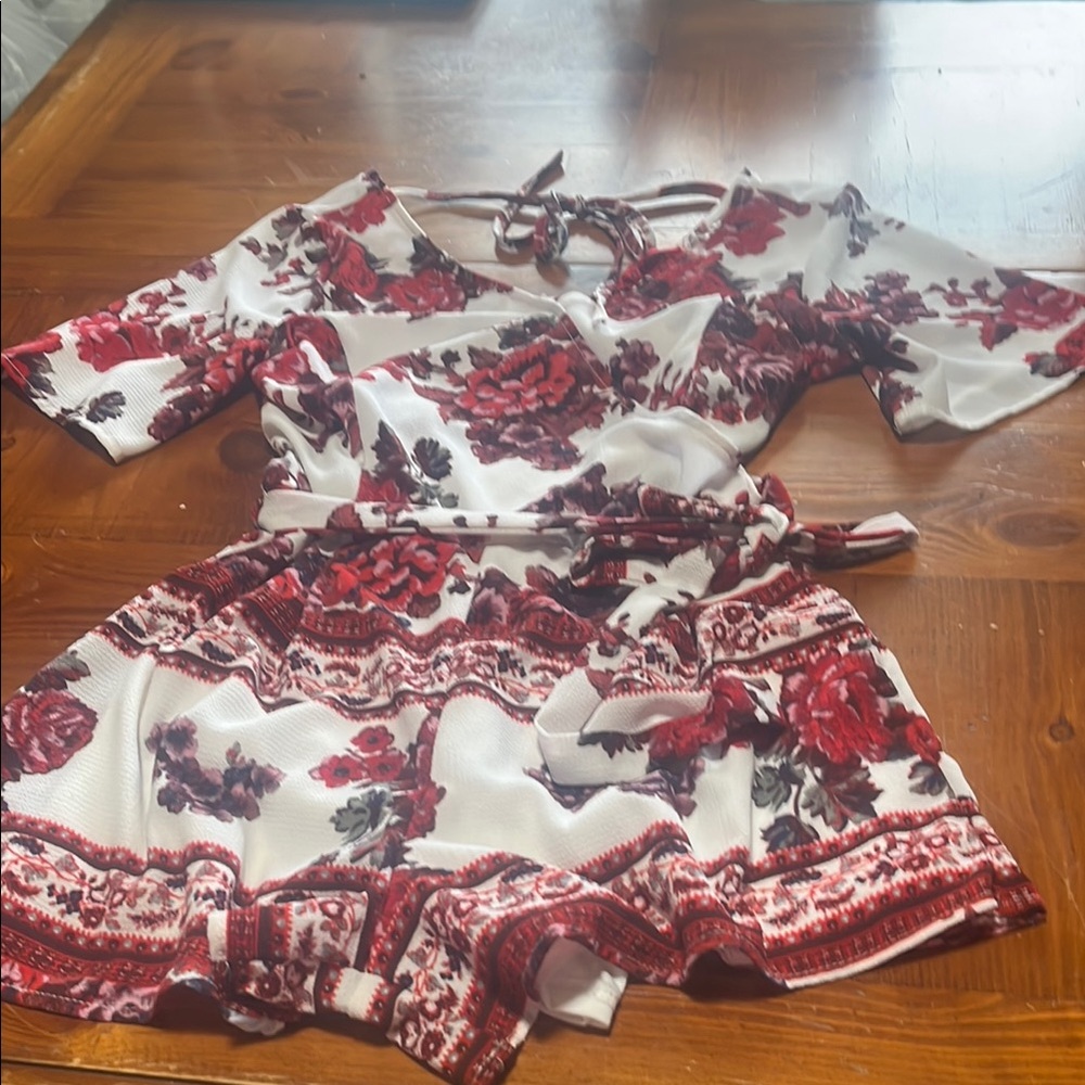 COPY - Floral Red and White women   Dress
